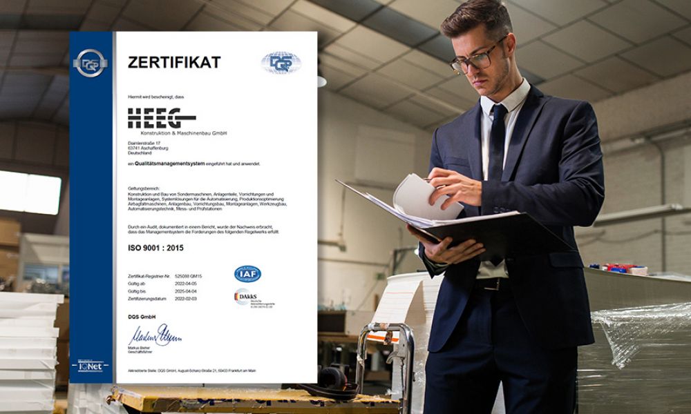 Zertifizierung nach ISO 9001 bei Heeg Konstruktion- & Maschinenbau GmbH